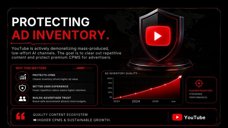 As YouTube clears low-quality ad inventory, compliant channels will see CPM growth driven by ad budget consolidation As YouTube clears low-quality ad inventory, compliant channels will see CPM growth driven by ad budget consolidation