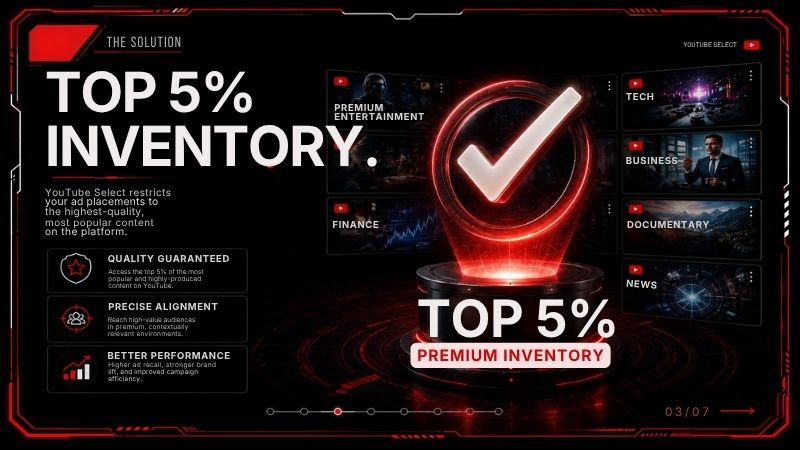 YouTube Select locks your placements to the top 5% of the platform